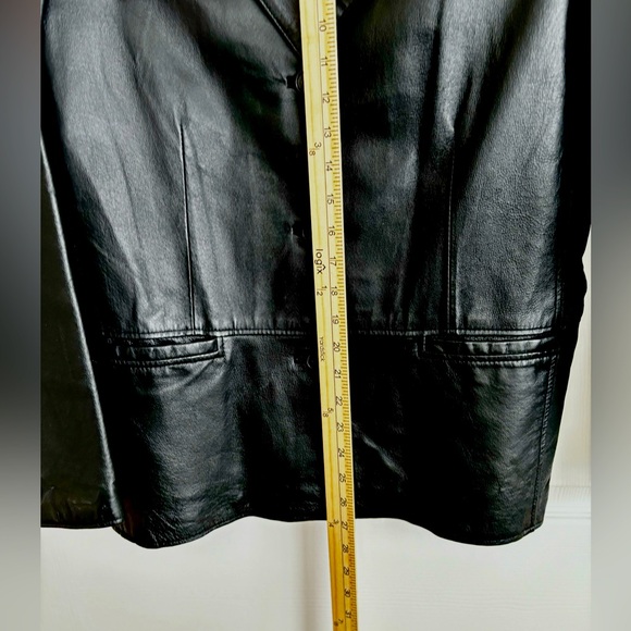 CLIO WOMENS BLACK 100% LEATHER 3 BUTTON FULLY LINED TWO FRONT POCKETS  SZ S - Picture 3 of 12